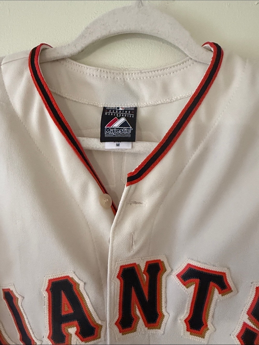 Majestic Kids Giants Cream Jersey with Orange and Black Trim - Picture 4 of 7